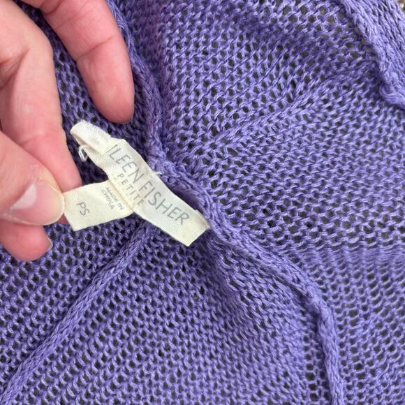 Eileen Fisher Women’s 100% Linen Open Knit Purple Open Front Cardigan SP - Picture 4 of 12